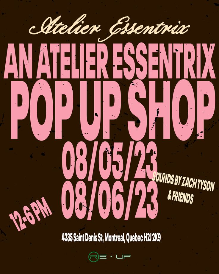 an atelier essential pop up shop poster