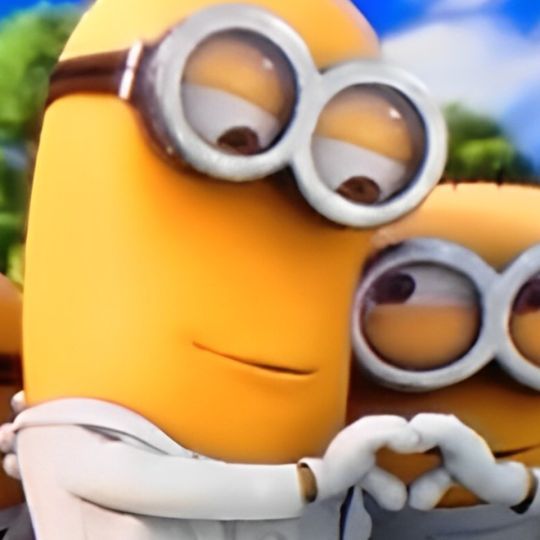 two minions from the movie despicables with their hands on each other's hips