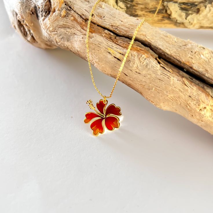 Red Flower Pendant Jewelry With Charm, Red Flower Pendant Jewelry With Flower Charm, Red Flower Charm Pendant Jewelry, Red Necklace With Flower Charm Pendant, Red Flower-shaped Necklace For Gifts, Red Flower Necklace With Charm As Gift, Red Flower Charm Necklace As A Gift, Red Flower Pendant Necklace As Gift, Red Flower Charm Necklace For Gift