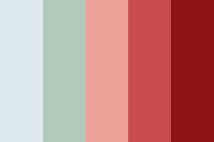 the color palette is red, green, blue and pink with some white on it