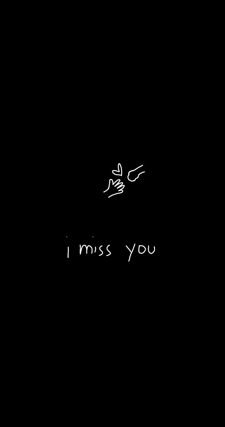 the words i miss you written in white on a black background