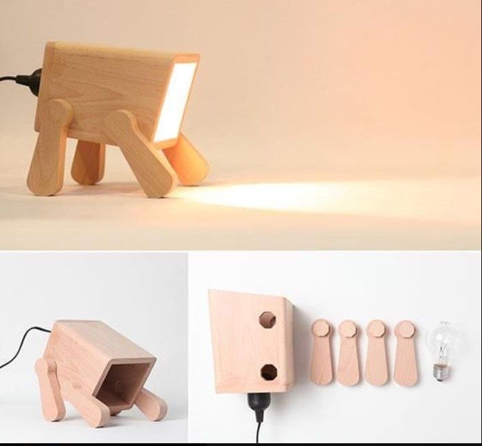 the light is turned on and placed next to an animal shaped object with four legs