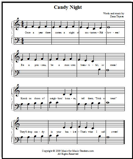 sheet music with the words candy night