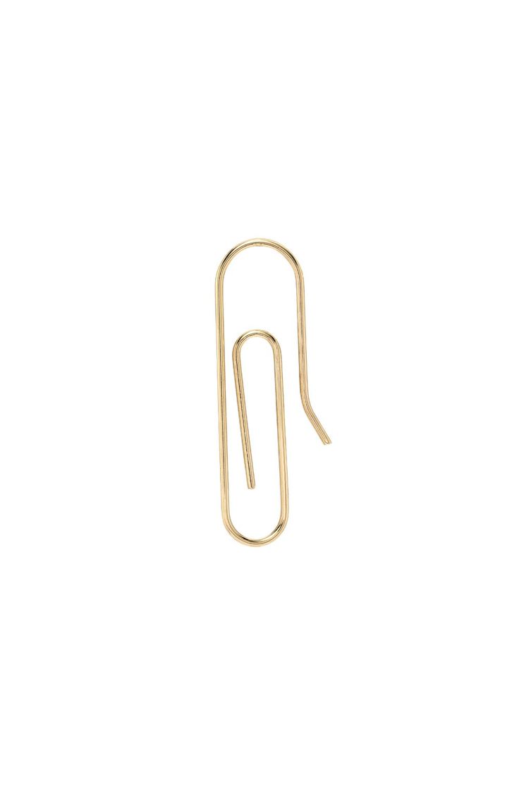 Modern and edgy 14k solid gold paper clip earring. It will be your new favorite ear accessory! Size: Approx. 7mm(W) by 23mm(H) Total Weight: Approx. 0.5 grams Sold as a single Ships in 3-7 business days Rush orders ship in 2-5 business days This item is Final Sale Comes gift ready in a beautiful Zoe Lev jewelry box. Modern Paperclip Chain Earrings, Yellow Gold Paperclip Earrings For Everyday, Everyday Yellow Gold Paperclip Earrings, Paper Clip Earring, Heart Anklet, Clip Earring, Gold Ear Cuff, Gold Paper, Initial Bracelet