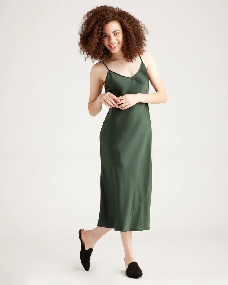 Green Slip Dress, Silk Slip Dress, Silk Slip, Silk Material, Dress 100, Mulberry Silk, Chic Dress, Quince, Dresses Xs