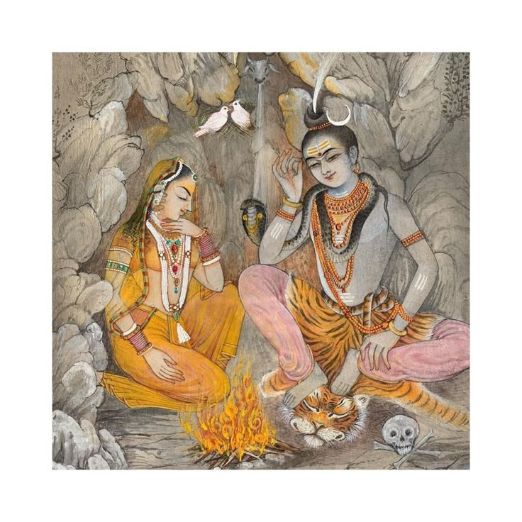 Shiv Parvati Family, God Reference, Pahari Painting, About Lord Shiva, God Family Tree, Shiva Parvathi, Gauri Shankar, Deities Art, Jai Bholenath