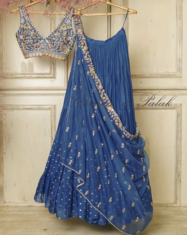 Blue Meadow Cheap Art Silk Lehenga For Wedding, Luxury Blue Lehenga With Sheer Dupatta, Simple Lehenga Party, Cheap Semi-stitched Choli For Party, Cheap Fitted Lehenga With Dupatta, Cheap Fitted Summer Choli, Cheap Art Silk Designed Lehenga, Luxury Blue Dupatta With Traditional Drape, Luxury Blue Choli With Sheer Dupatta