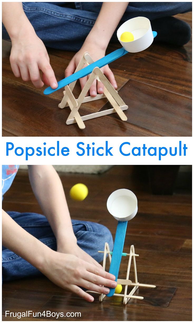 this popsicle stick catapult is perfect for kids to play with