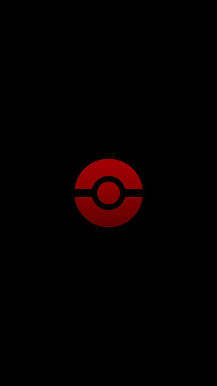 a black background with a red circle in the center and an image of a pokemon logo on it