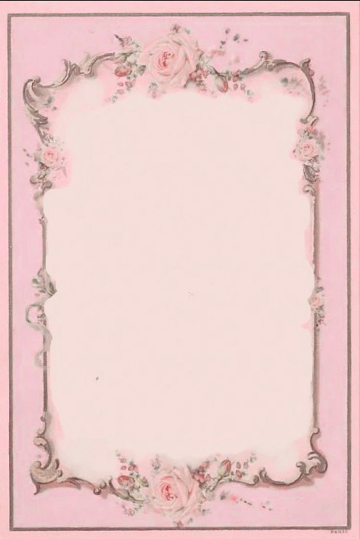 a pink frame with roses on it