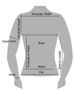 an image of a man's measurements for his body and shoulder length, from the waist up to the chest down