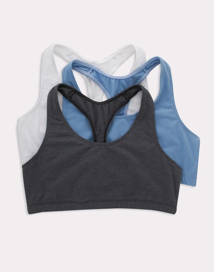 Hanes Women's Cotton Racerback Sports Bralette, Low Impact, 3-Pack Cotton Racerback Activewear For Gym, Sportswear Racerback Bra With Light Support, Breathable Cotton Activewear For Light Sports, Sporty Racerback Training Bra, Breathable Cotton Activewear For Sports Events, Breathable Cotton Activewear For Sports, Moisture-wicking Cotton Activewear For Sports, Breathable Sporty Racerback Bra, Casual Racerback Bra For Yoga