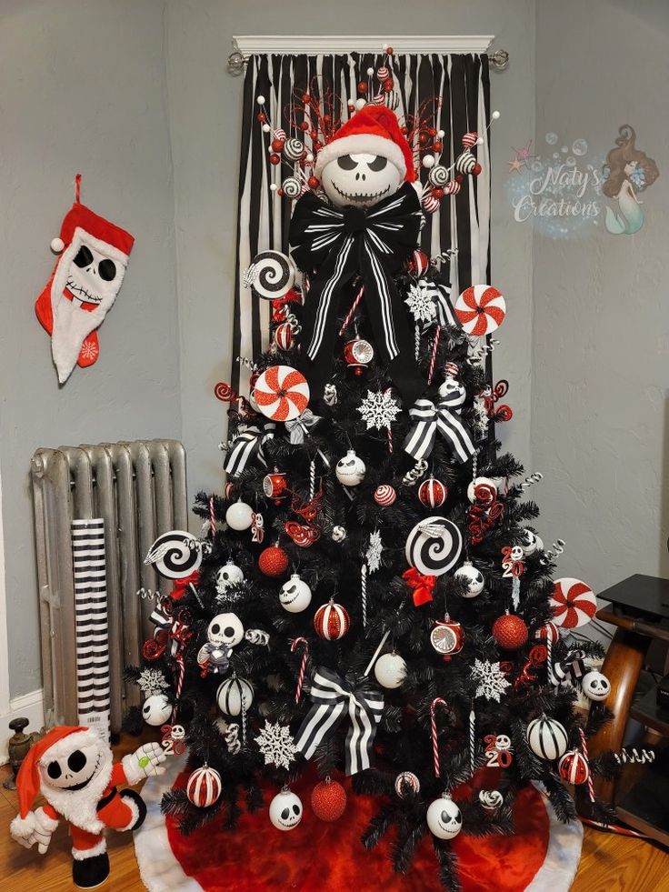 a decorated christmas tree in the corner of a room