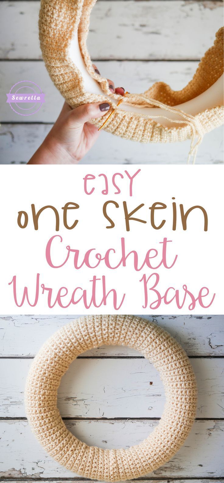 a crochet wreath with the words easy one - skein crochet wreath base