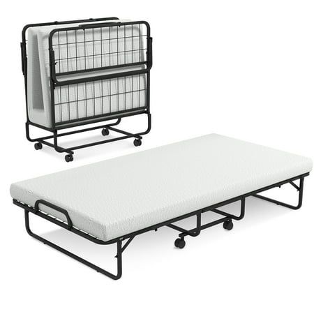 two beds with mattresses on them sitting next to each other in front of a white background