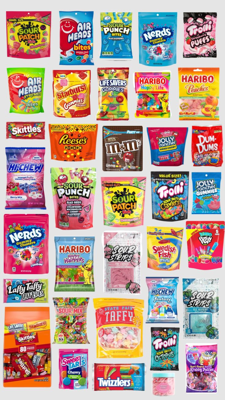 an image of many different bags of candy