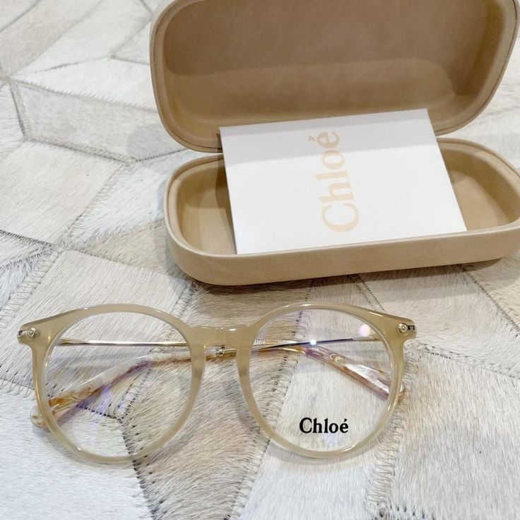 Chlo Glasses Brand New, Never Worn Beige See Through Frames Gold Sides Ships With Case Retails $365 Chloe Glasses, Glasses Brands, Glasses Accessories, Cat Eye Glass, Sunglasses Case, Chloe, Women Accessories, Ships, Sunglasses