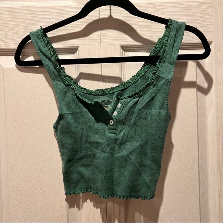 Xs American Eagle Green Tank Top. Never Worn Despite No Tags. Excellent Condition. Casual Green Crop Top, Casual Green Crop Top For Day Out, Green Cropped Cotton Tank Top, Everyday Green Cotton Crop Top, Green Cotton Crop Top For Everyday Wear, Green Cotton Crop Top For Day Out, Mlp Fashion, Green Lace Tank Top, Swag Fits