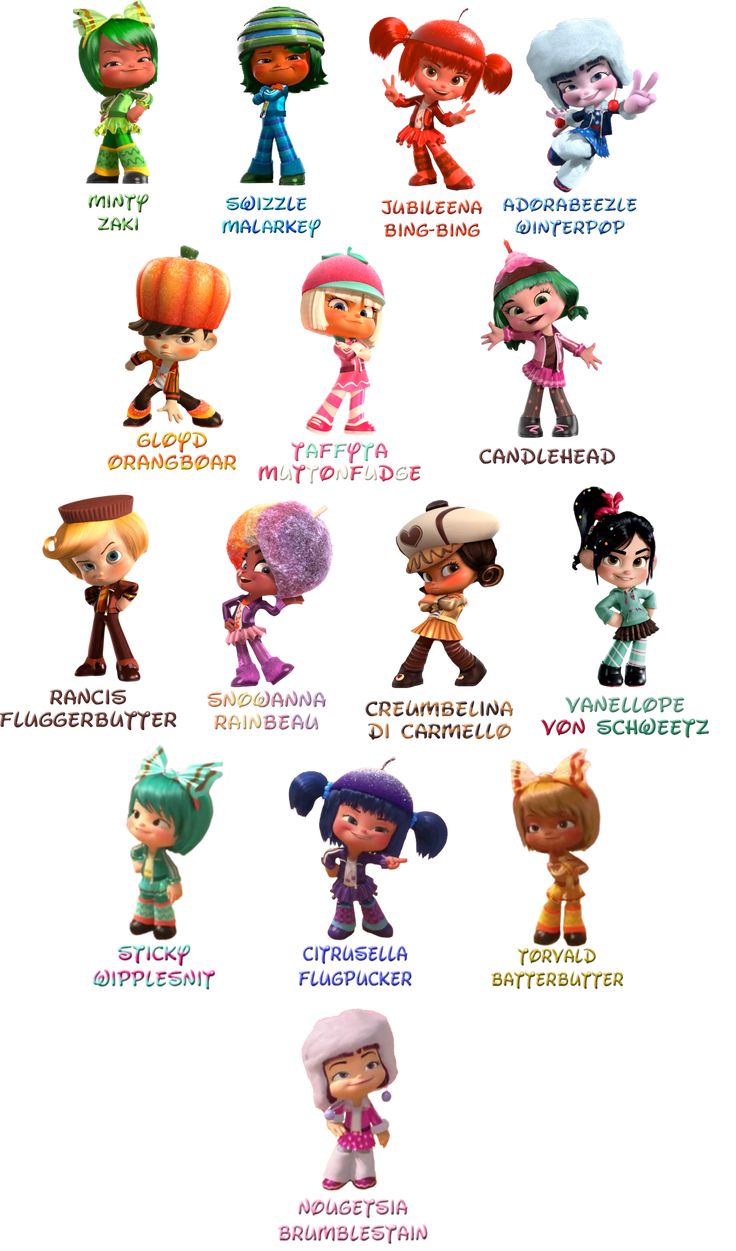 an image of cartoon characters with names in english and spanish on the front, as well as