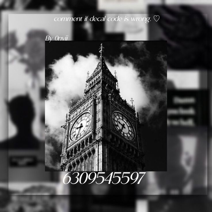 the big ben clock tower is surrounded by black and white photos with words underneath it