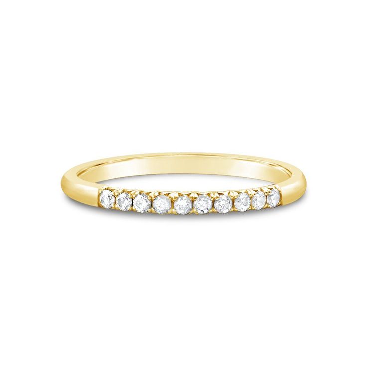 The charm of this ring comes from its simplicity: the French pavé setting showcases the sparkle of its ten ideal cut round diamonds. 1.6 mm band 0.15 carats total available in rose, yellow and white gold (select size and metal at checkout) Questions? Want to modify this ring? CONTACT US Nervous About Buying Jewelry Online? READ THIS Made in the USA. All sales are final. All Good Stone pieces are made to order – please allow 3-4 weeks for production, followed by 1-2 days for shipping! Trust us - Promise Diamond Ring With Baguette Single Cut, Diamond Stackable Rings With Pave Setting For Promise, Formal Diamond Eternity Band With Single Diamond, Dazzling Half Eternity Diamond Ring With Round Band, Diamond Eternity Band With Accents, Diamond Eternity Band With Diamond Accents, Timeless Diamond White Single Cut Diamond Ring, Timeless Single Cut Diamond Ring, Wedding Stackable Diamond Rings With Single Diamond