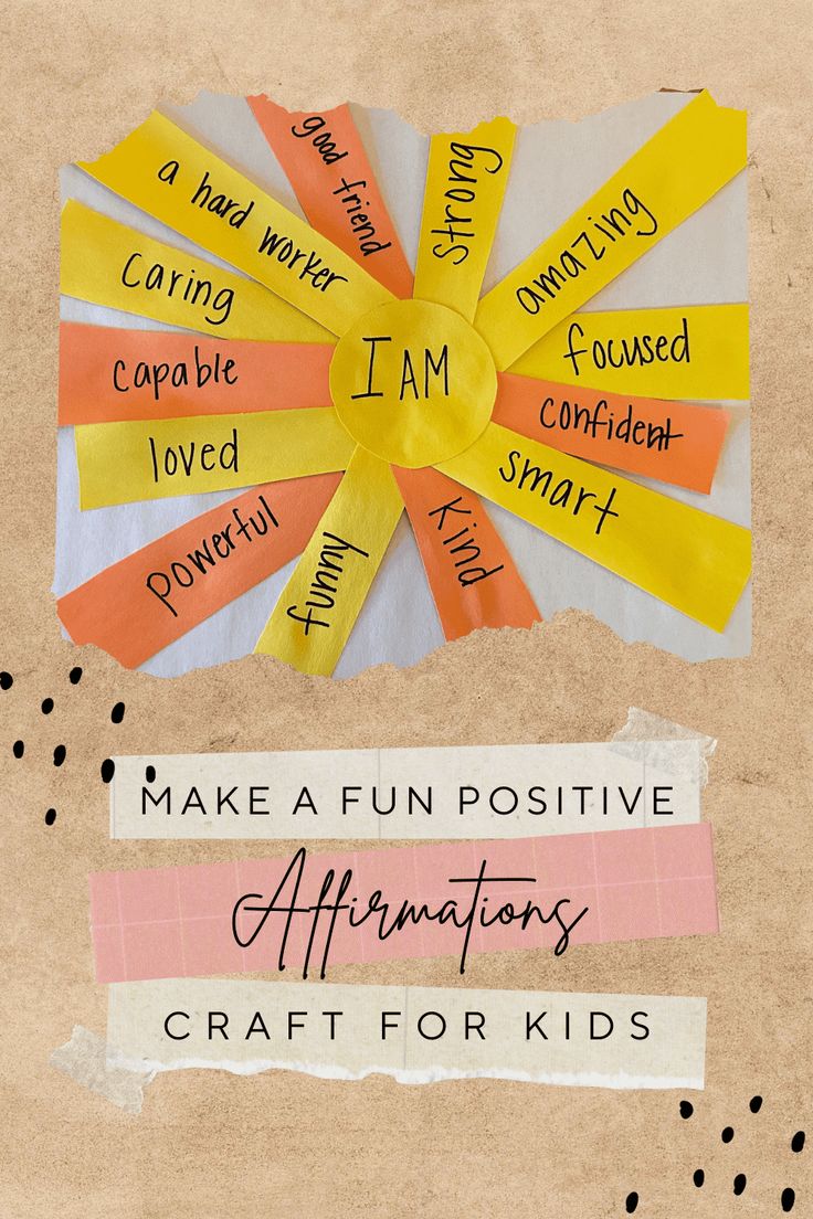 a piece of paper with words written on it that read make a fun positive affirmators craft for kids