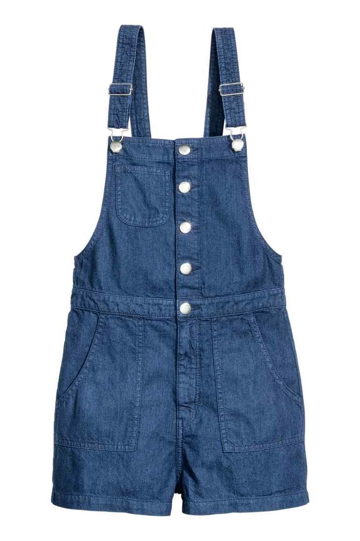 Calções jardineira em ganga | H&M H&m Denim Shorts, Casual Short-length Denim Jumpsuit, Denim Overalls H&m, H&m Sleeveless Sundress, H&m Blue Denim Shorts, Overalls Shorts, Dark Denim Shorts, Cute Overalls, Short Overalls