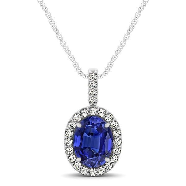 METAL SPECIFICATIONS Metal Name: White Gold 14K STONE SPECIFICATIONS Stone Name : Tanzanite and Diamond Stone Cut : Oval and Round Stone Details : There is one tanzanite in the center of approx. 3.00 carats (Approx. Size 11.4 x 7.5 mm) and approx. 0.50 carats round smaller diamonds on the side. Natural earth mined stones. Total Stone Weight : approx. 3.50 carats Color : Blue/F Clarity : AAA/VVS1 PENDANT SPECIFICATIONS Length : 16” (Can change length, please indicate about change with payment) Ap Gia Certified Sapphire Jewelry For Formal Occasions, Gia Certified Dazzling Sapphire Jewelry, Oval Sapphire Necklace With Halo Setting, Classic Sapphire Jewelry Gia Certified, Formal Tanzanite Diamond-cut Jewelry, Formal Tanzanite Diamond Cut Jewelry, Elegant Round Tanzanite Gemstones, Classic Gia Certified Sapphire Jewelry, Classic Jewelry With Halo Setting And Lab-created Sapphire