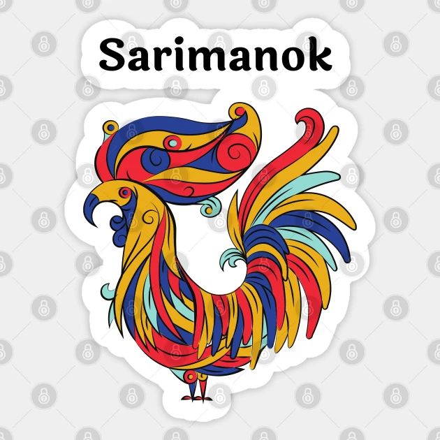 a colorful rooster sticker with the words sarmanok on it