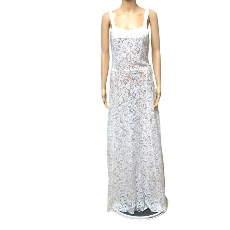 Vintage 30s White Lace Nightgown Gown Dress Sheer Sleeveless Lingerie Repair | eBay Sheer Sleeveless Lace Gown, Sleeveless Sheer Lace Gown, Summer Sheer Sleeveless Gown, Sheer Sleeveless Spring Gown, Sheer Sleeveless Gown For Spring, Fitted Summer Gown With Bias Cut, Fitted Bias Cut Summer Gown, Summer Fitted Bias Cut Gown, Sleeveless Evening Maxi Dress With Lace Trim