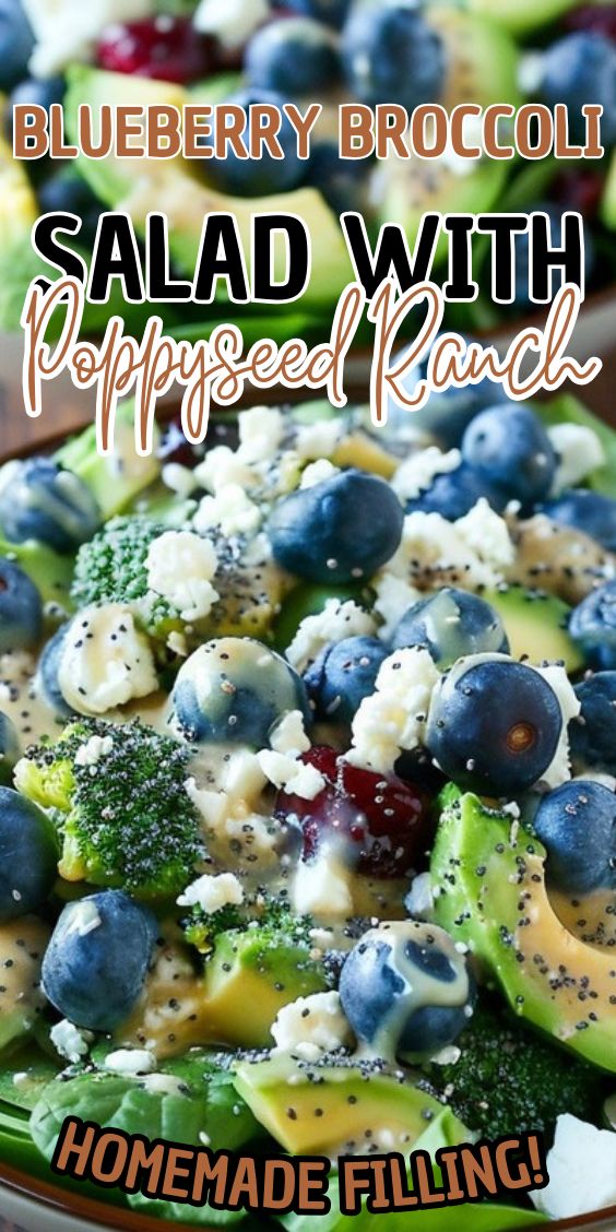 blueberry broccoli salad with poppy seed ranch