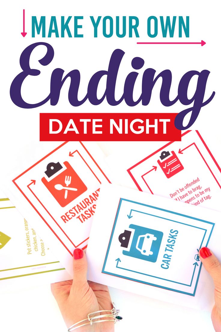 someone holding up some cards with the words, make your own ending date night