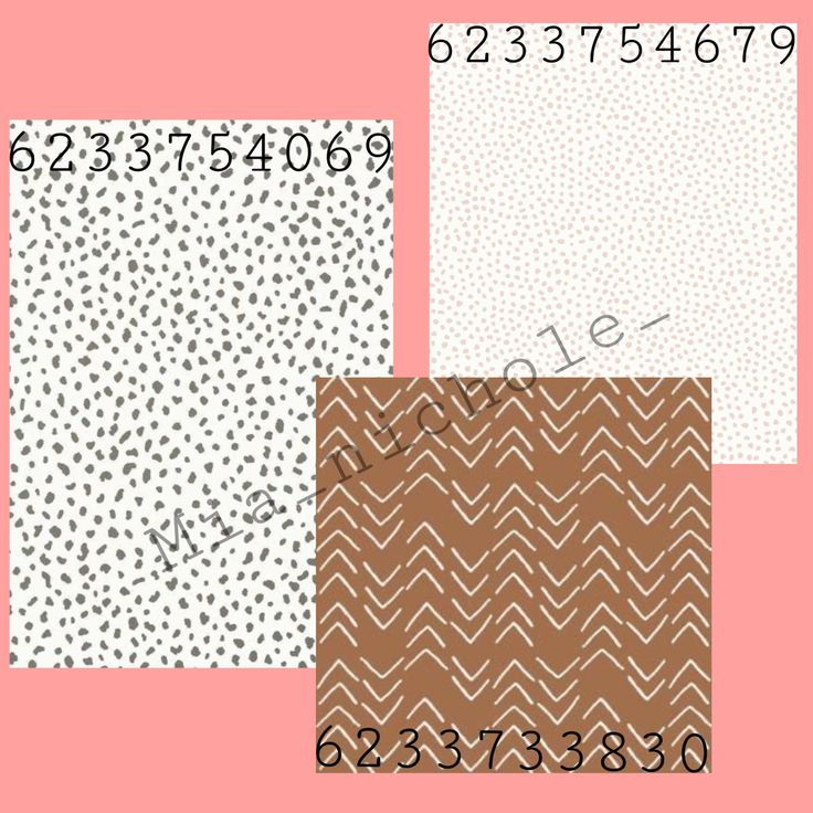 four different types of fabric with numbers and designs on them, including one in brown, white