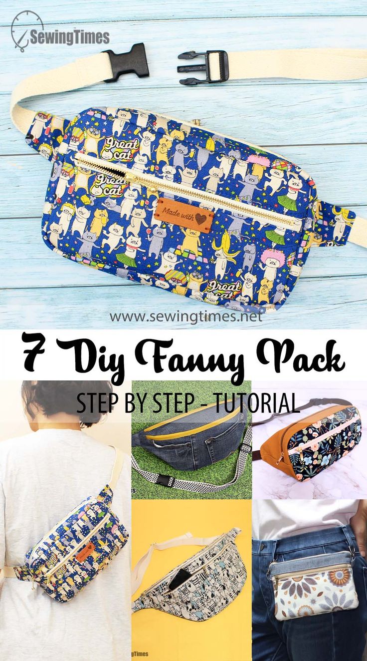 the diy fanny pack sewing pattern is shown with instructions to make it