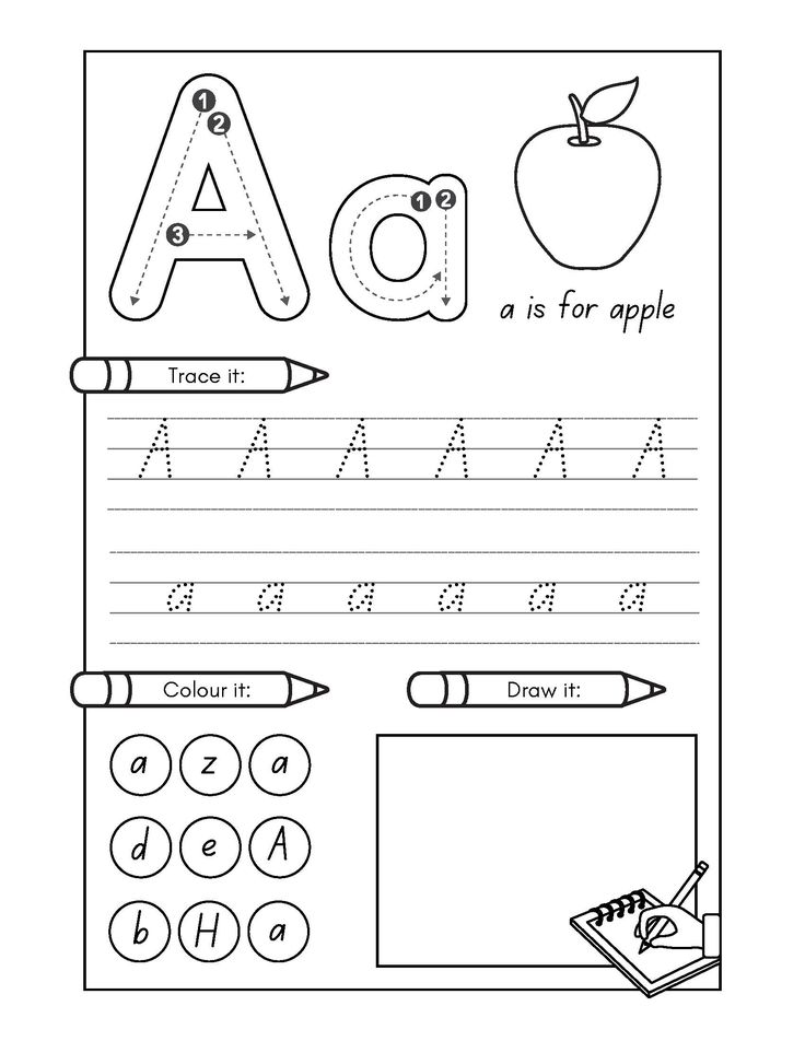 the letter a is for apple worksheet with pencils and crayons