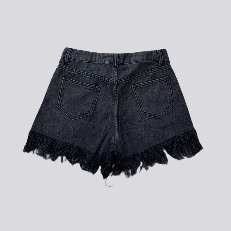 Unlock the perfect combination of retro glamour and modern chic with our Y2K-flair tassel hem rhinestone denim shorts from the 2023 Summer Collection. Flaunting a medium-waist. straight silhouette. these shorts are embellished with a zipper and button closure. exuding a contemporary allure silhouette for any occasion.Why You'll Love These ShortsAchieve a timelessly stylish look with this exquisite piece. From low-key backyard gatherings to summer soirees. let these shorts be your go-to for an ef Chic High-waisted Jean Shorts With Frayed Hem, Trendy High Rise Fringe Shorts, Trendy High Rise Bottoms With Fringe, Spring Rhinestone Fringe Shorts, Trendy Summer Jeans With Fringe, Trendy Bottoms With Rhinestone Fringe, Trendy Fringed Summer Jeans, Trendy Fringe Jeans For Summer, Trendy Short Length Bottoms With Rhinestone Fringe