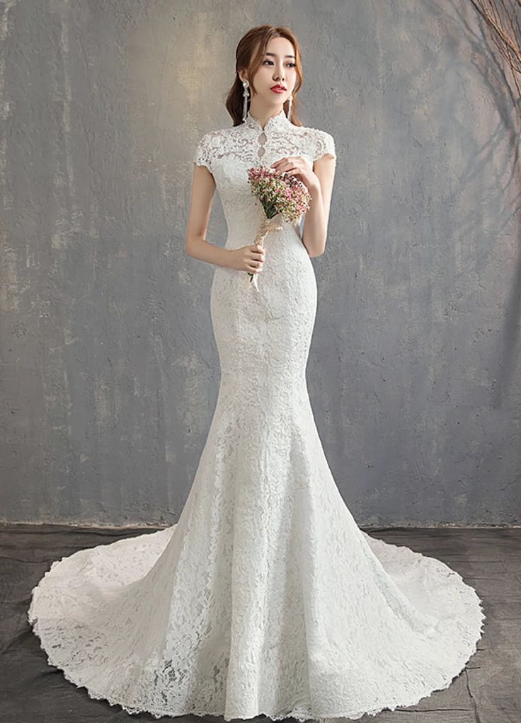 White Qipao wedding dress Wedding Dress Glam, White Qipao, Qipao Wedding Dress, Wedding Dresses Women, Cheongsam Wedding Dress, Japanese Wedding Dress, Christian Wedding Gowns, Firefly Path, Cheongsam Wedding