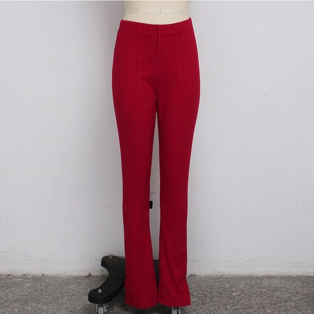 LANFUBEISI HAOYUAN Sexy Knitted Stacked Leggings Fall Clothes for Women Fashion Outfits Elastic High Waisted Side Split Trousers Streetwear LANFUBEISI Trendy Non-stretch Red Leggings, Trendy Red Non-stretch Leggings, Red Stretch Ribbed Bottoms, Red Ribbed Stretch Bottoms, Trendy Red Full-length Leggings, Trendy Full Length Red Leggings, Casual Red Ribbed Bottoms, Red Fall Leggings For Loungewear, Red High-stretch Leggings For Fall