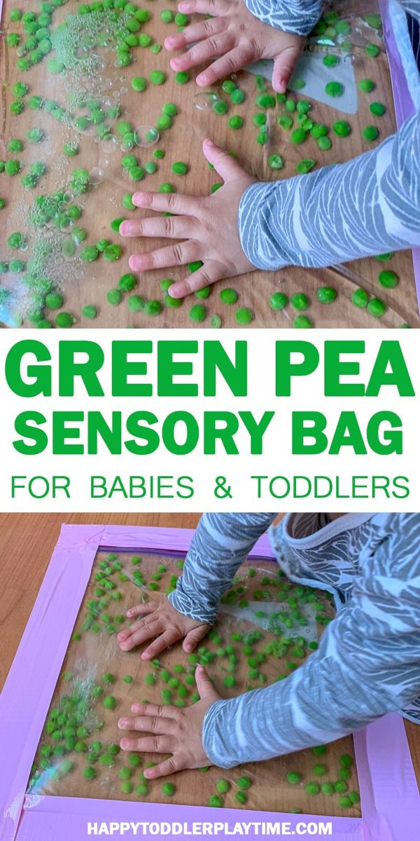 green pea sensory bag for babies and toddlers