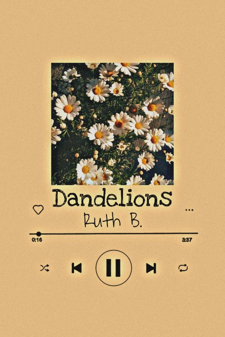 an audio player with the words dandelions puth b in front of it