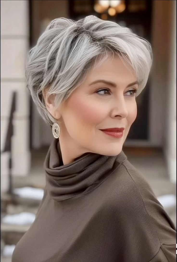 Short Hairstyle Women For Older Women, Brown Hair Pixie Haircut, Bob Gray Hair, Blond Haircuts, Trending Haircuts For Women, Grey Hairstyles, Stylish Short Hair, Hair Mistakes, Blow Dry Hair