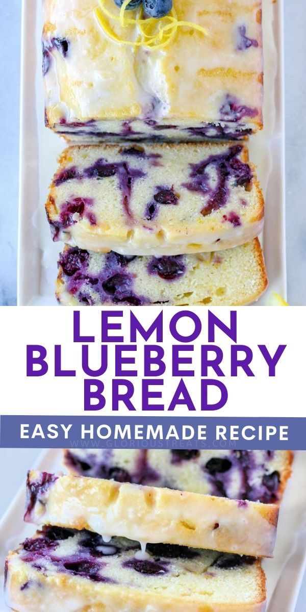 lemon blueberry bread is stacked on top of each other