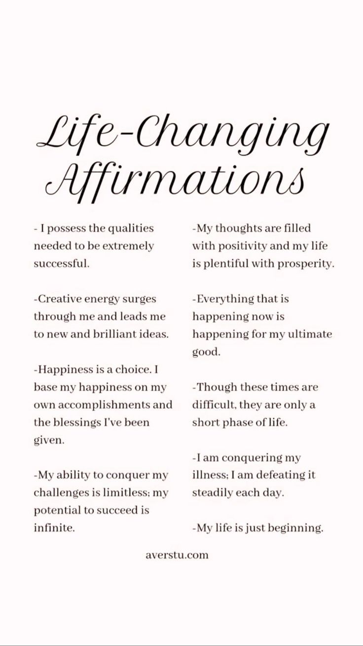 an article about life - changing affirmations on white paper with black lettering