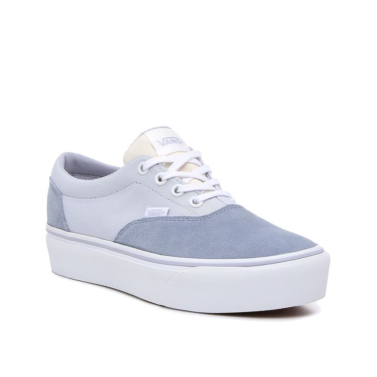 Vans-Doheny Platform Sneaker - Women's Make sure your skater style stands out! The Dohney sneakers from Vans feature sporty silhouette, a trendy platform detail, and an eye-catching color block design. Color Block Design, Skater Style, Platform Sneaker, Block Design, Leather Fabric, Dusty Blue, Womens Sneakers, Color Block, Light Colors