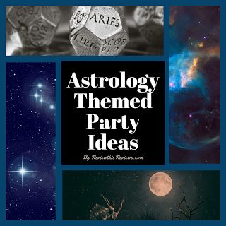 astrology themed party ideas with images of stars, planets and other things in black and white