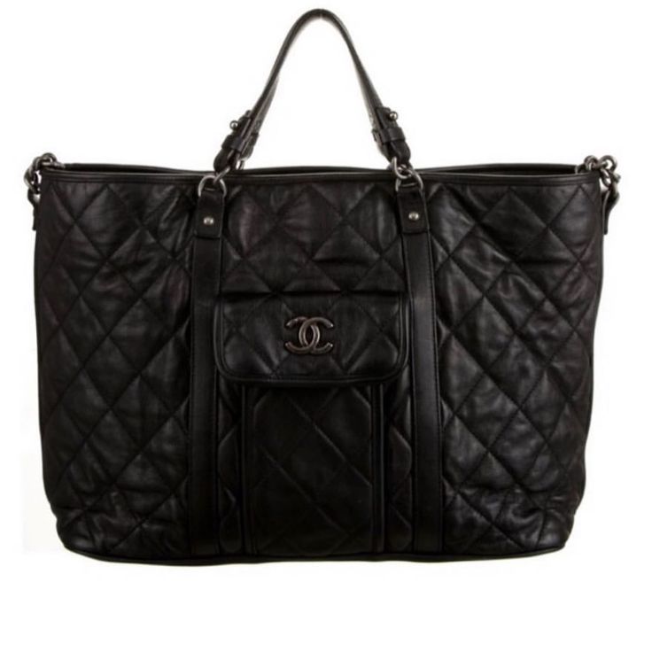 Large Leather Chanel Tote Bag With Zipper Pocket Inside. Brand New With Box And Authenticity Card. Luxe Black Shoulder Bag For Everyday Use, Black Luxe Business Bag, Luxurious Black Travel Bags, Modern Black Satchel For Everyday Luxury, Black Luxe Rectangular Bag, Modern Black Everyday Luxury Satchel, Black Satchel With Palladium Hardware For Everyday Luxury, Luxe Black Travel Bag, Luxe Black Rectangular Bag