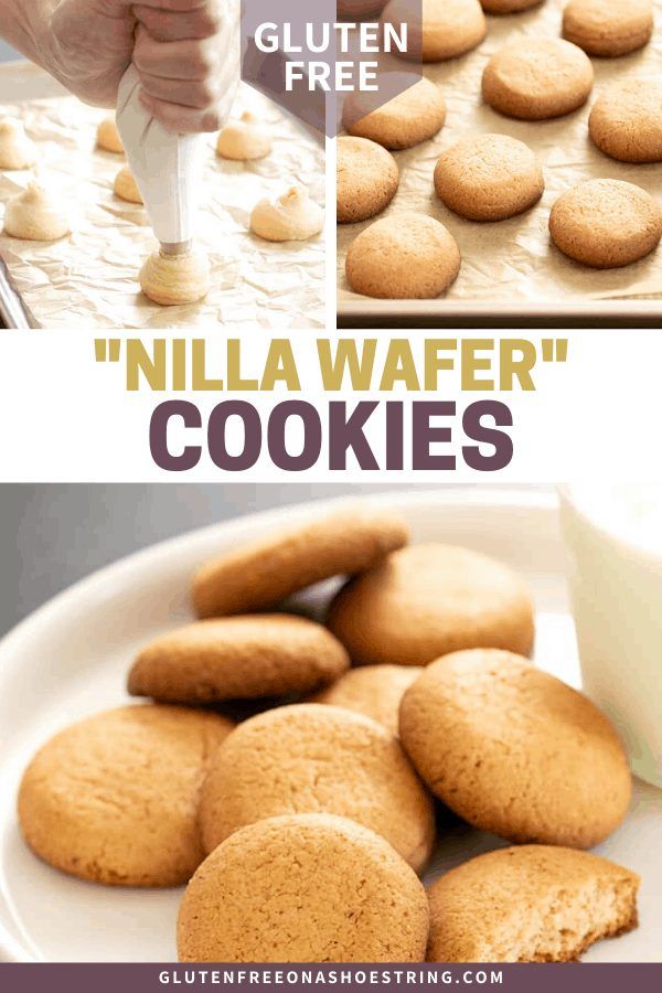 the recipe for vanilla wafer cookies is shown in three different pictures and then on a plate