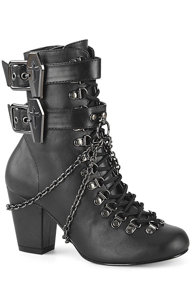 VIVIKA-128 Black Vegan Ankle Boots-Demonia-Tragic Beautiful Vampire Vibes, Black Lace Boots, Demonia Boots, Victorian Boots, Goth Boots, Demonia Shoes, Dr Shoes, Witch Fashion, Victorian Goth