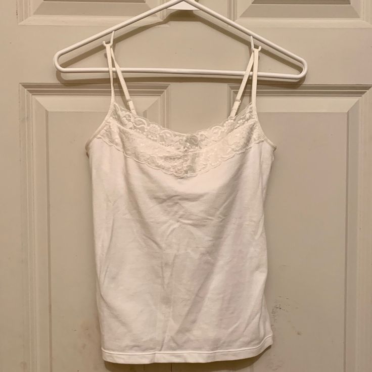 Old Navy White Camisole, Brand New! Size Small With Built In Support. 95% Cotton 5% Spandex Fitted White Cami Tank Top, White Fitted Cami Tank Top, White Stretch Camisole Tank Top, White Scoop Neck Top With Adjustable Straps, Spring Cotton Stretch Camisole, White Stretch Cami Tank Top, Spring Stretch Cotton Camisole, Stretch Cotton Camisole For Spring, White Fitted Camisole