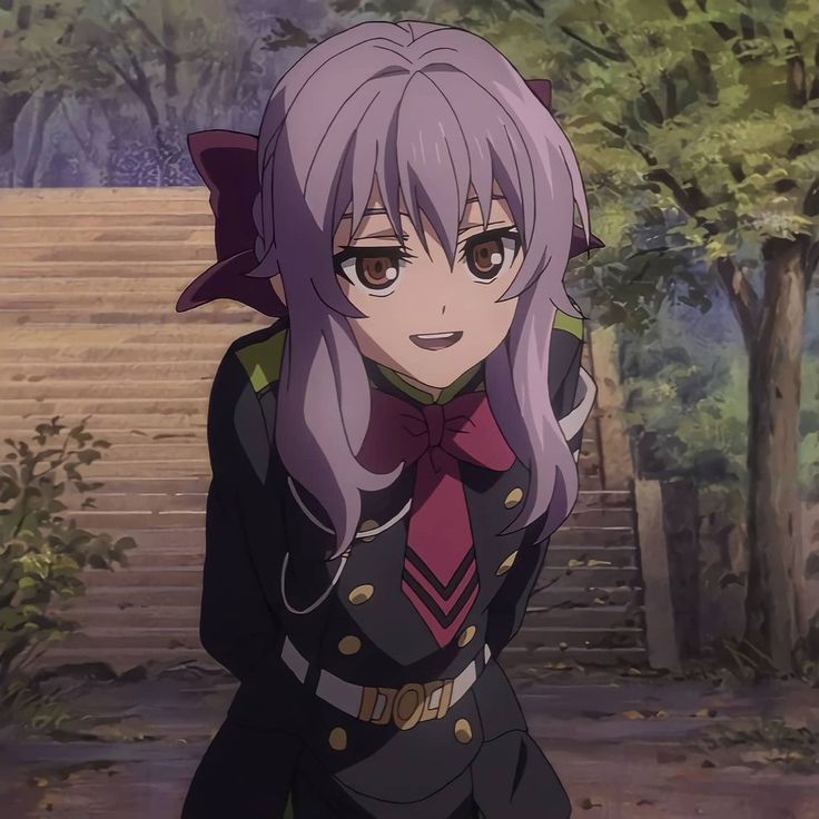 an anime character with long hair and purple hair